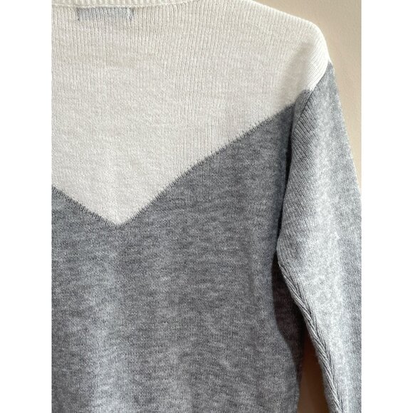 Shein Color block Sweater Womens M Gray Cream - Picture 5 of 5